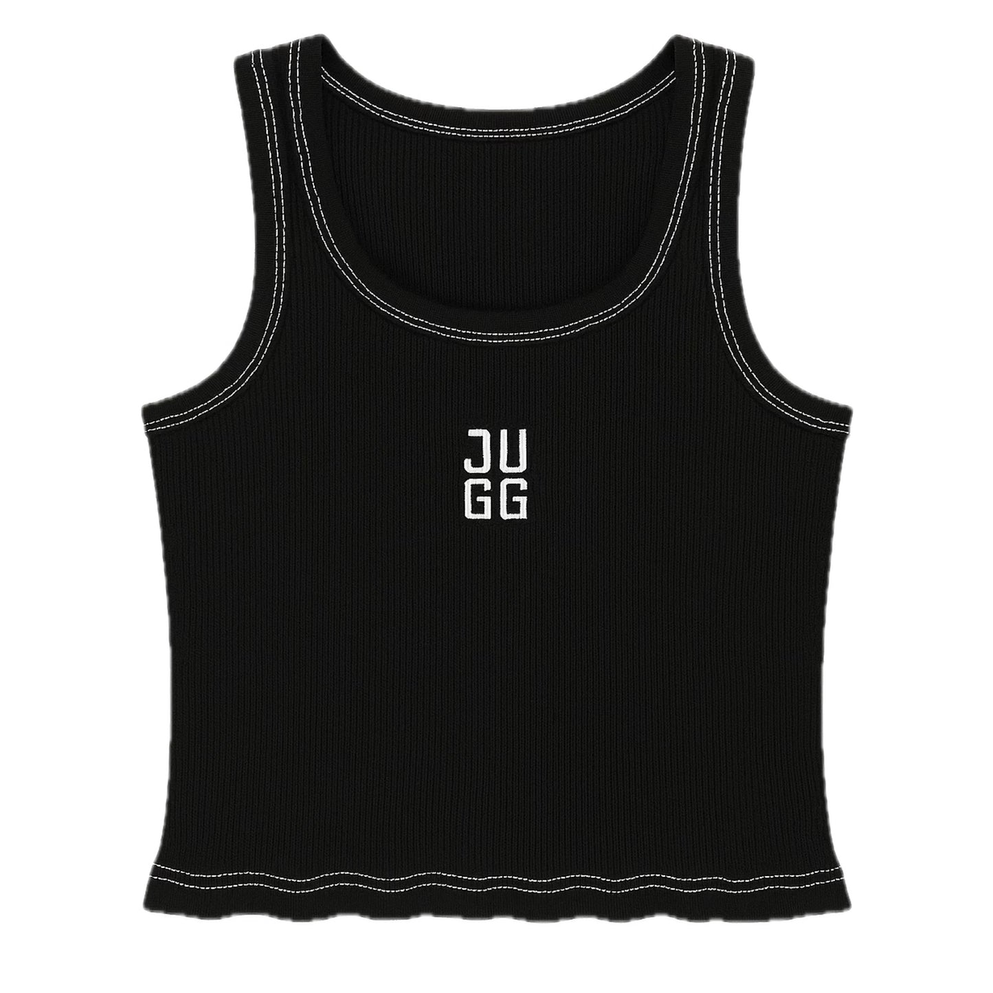 SCOOP NECK CONTRAST VEST - BLACK