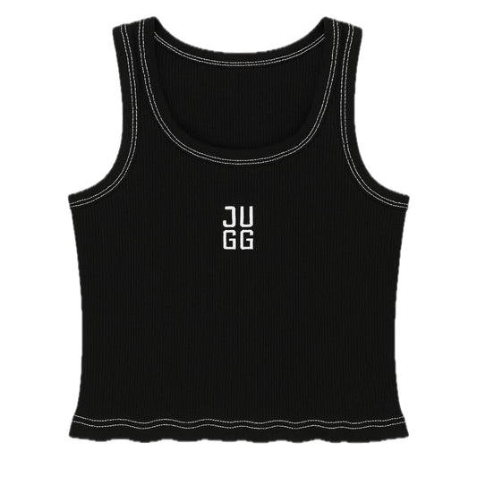 SCOOP NECK CONTRAST VEST - BLACK