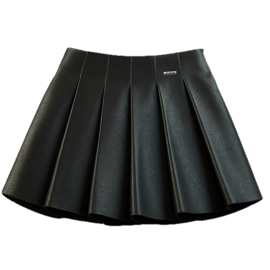 LEATHER PLEATED SKORT