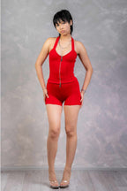 “ZIP ME DOWN” SHORTSET - SEXY RED