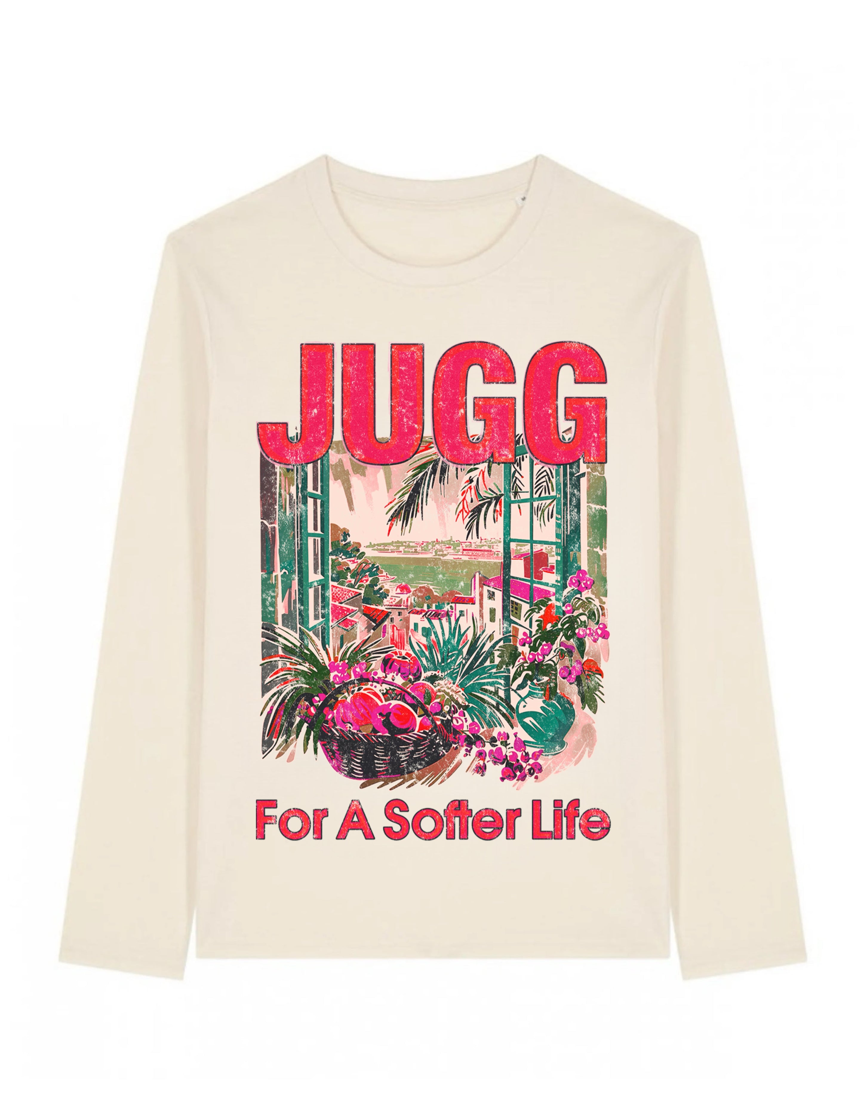 FOR A SOFTER LIFE LONG SLEEVED T-SHIRT - WHITE/PINK