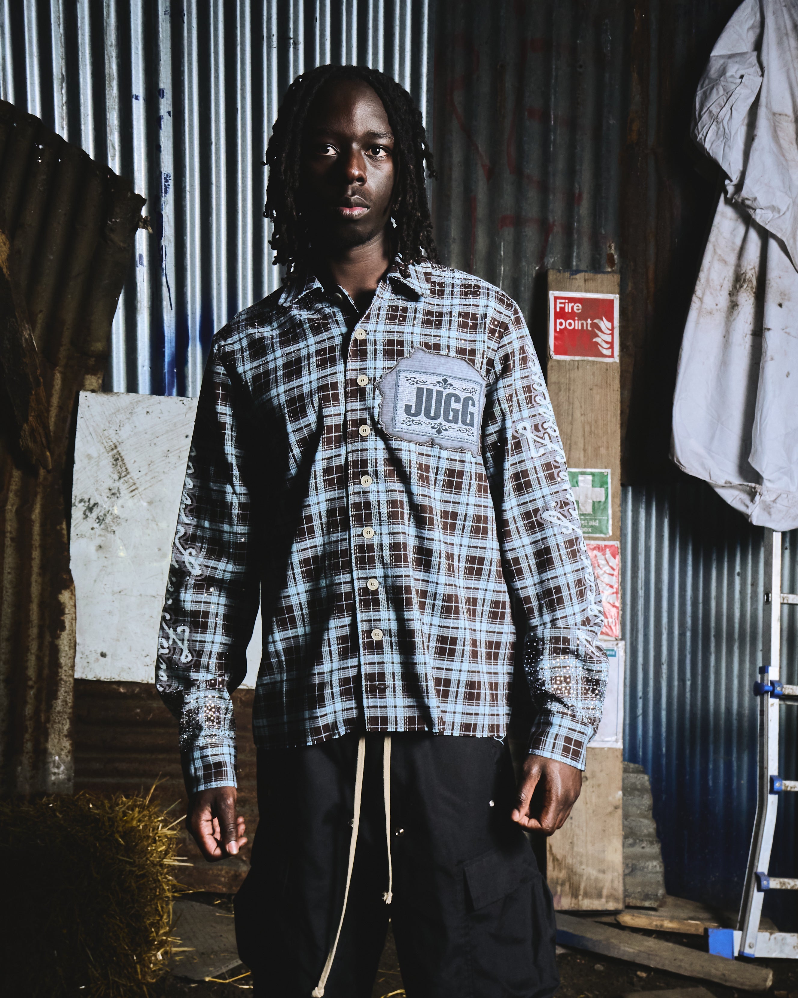ANARCHY FLANNEL - WATER BLUE & ASH BLACK