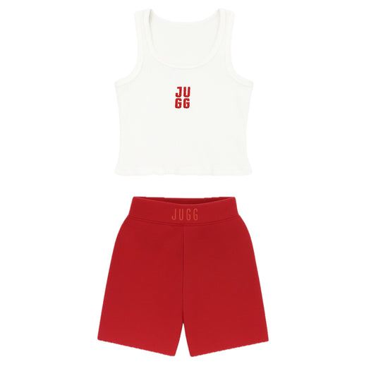 SCOOP NECK & SHORTS SET - SEXY RED