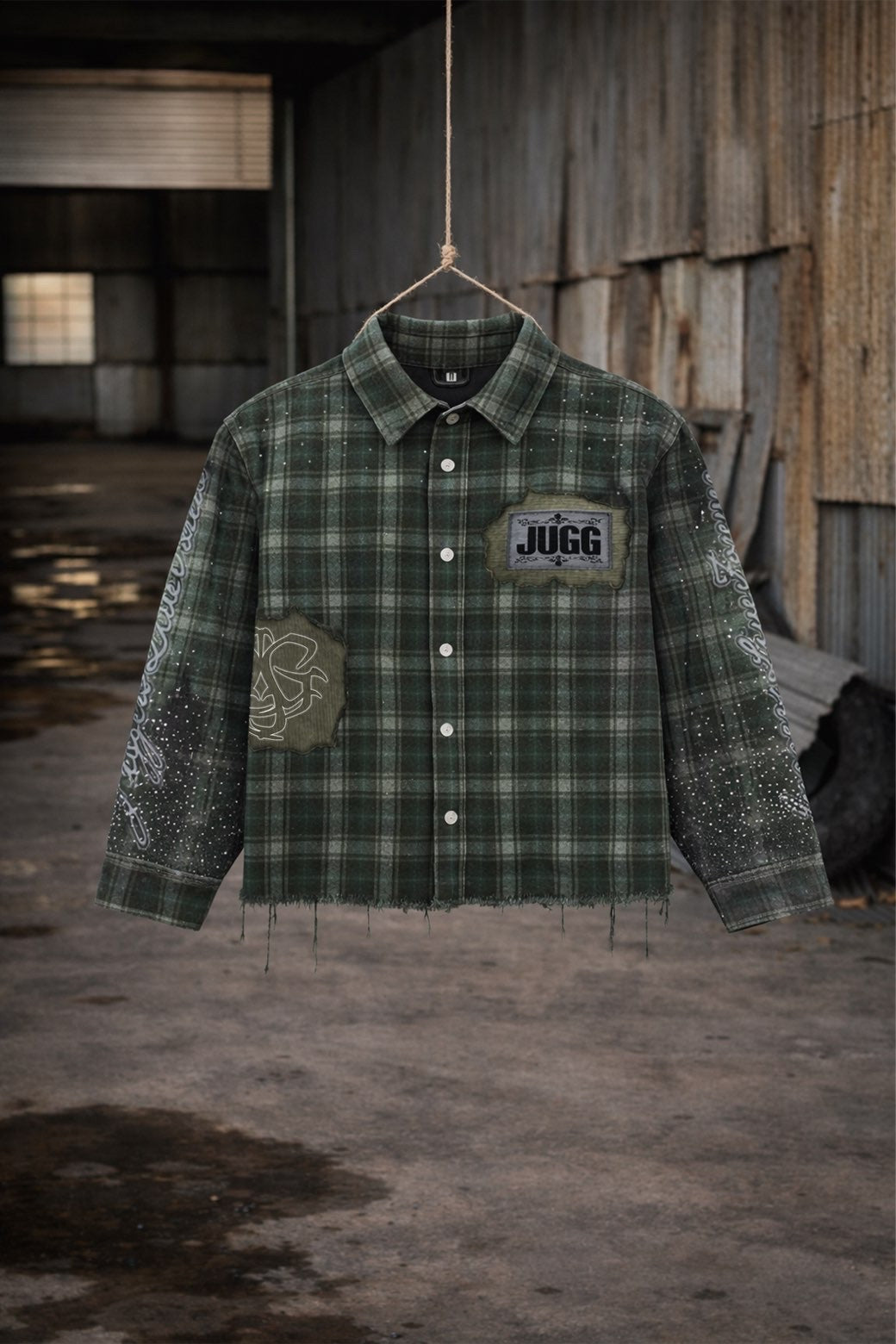 ANARCHY FLANNEL - NEWSPAPER IVY GREEN & STONE BLUE