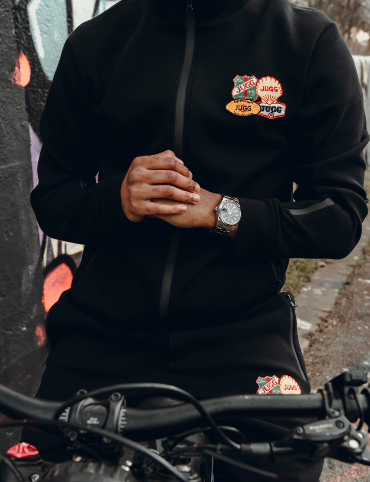 'Fuelled Up' Fleece Tracksuit - Black