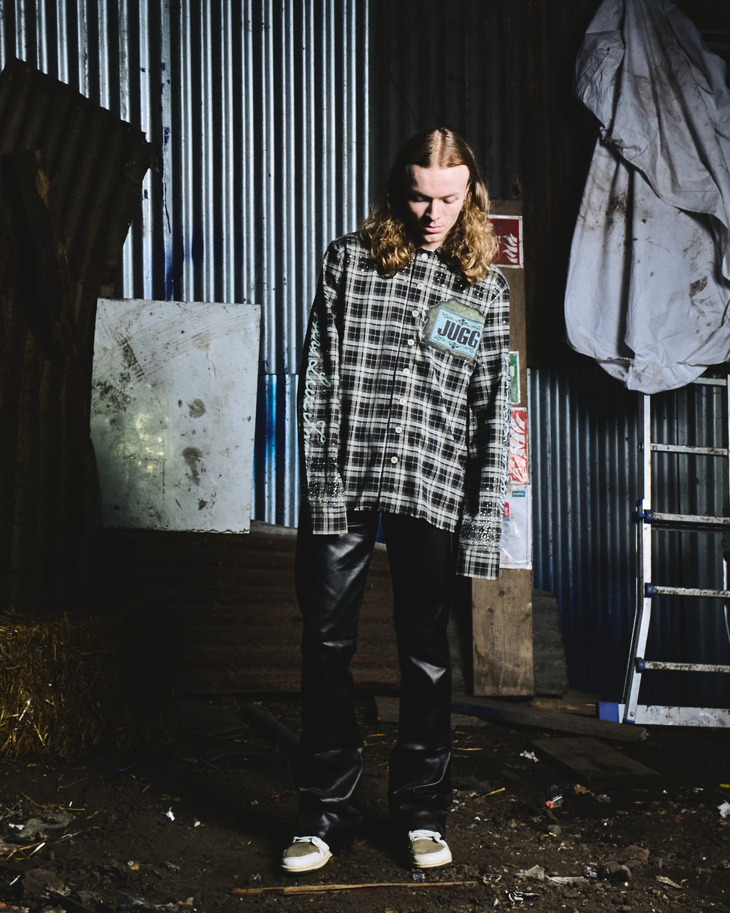 ANARCHY FLANNEL - NEWSPAPER IVY GREEN & STONE BLUE