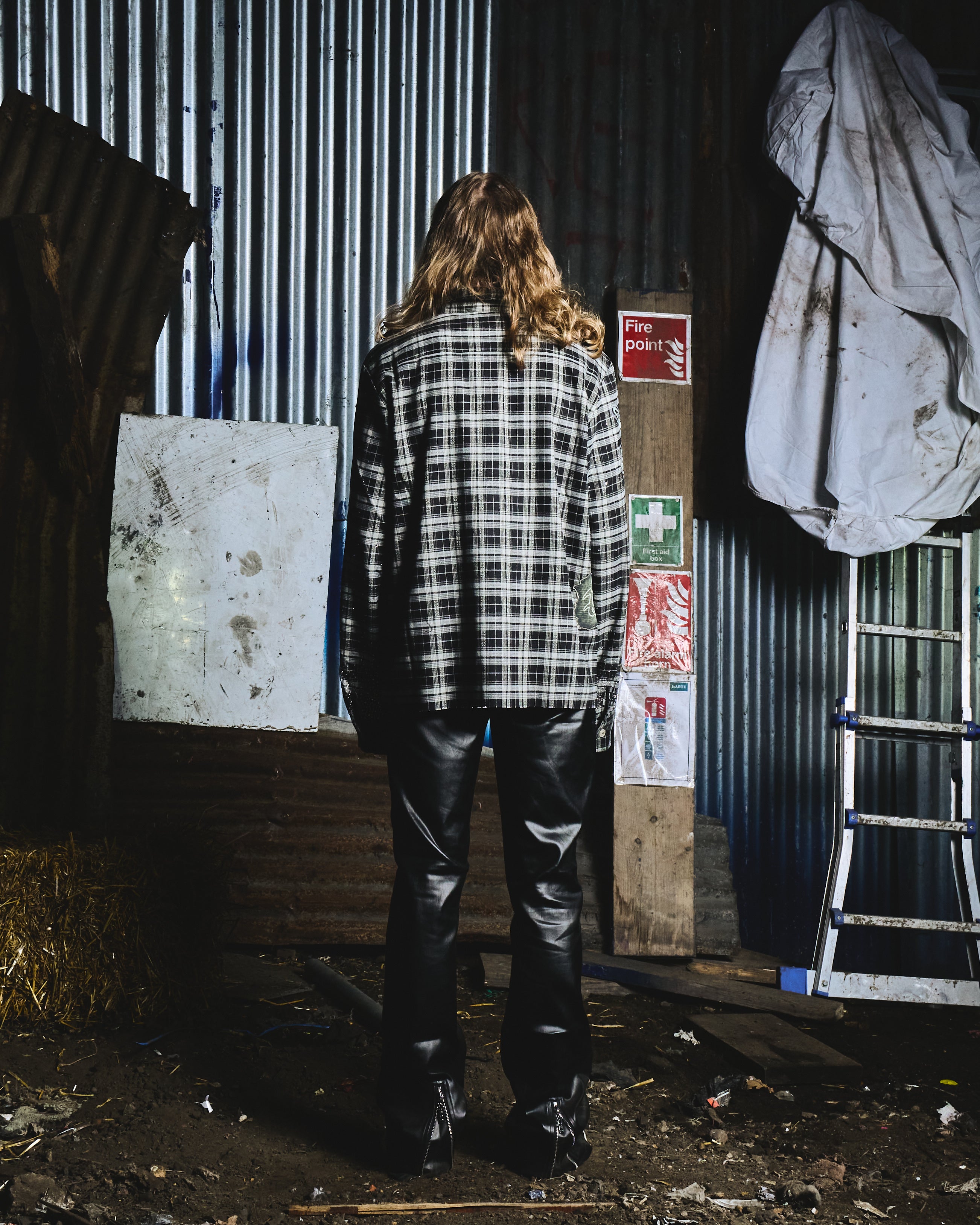 ANARCHY FLANNEL - NEWSPAPER IVY GREEN & STONE BLUE