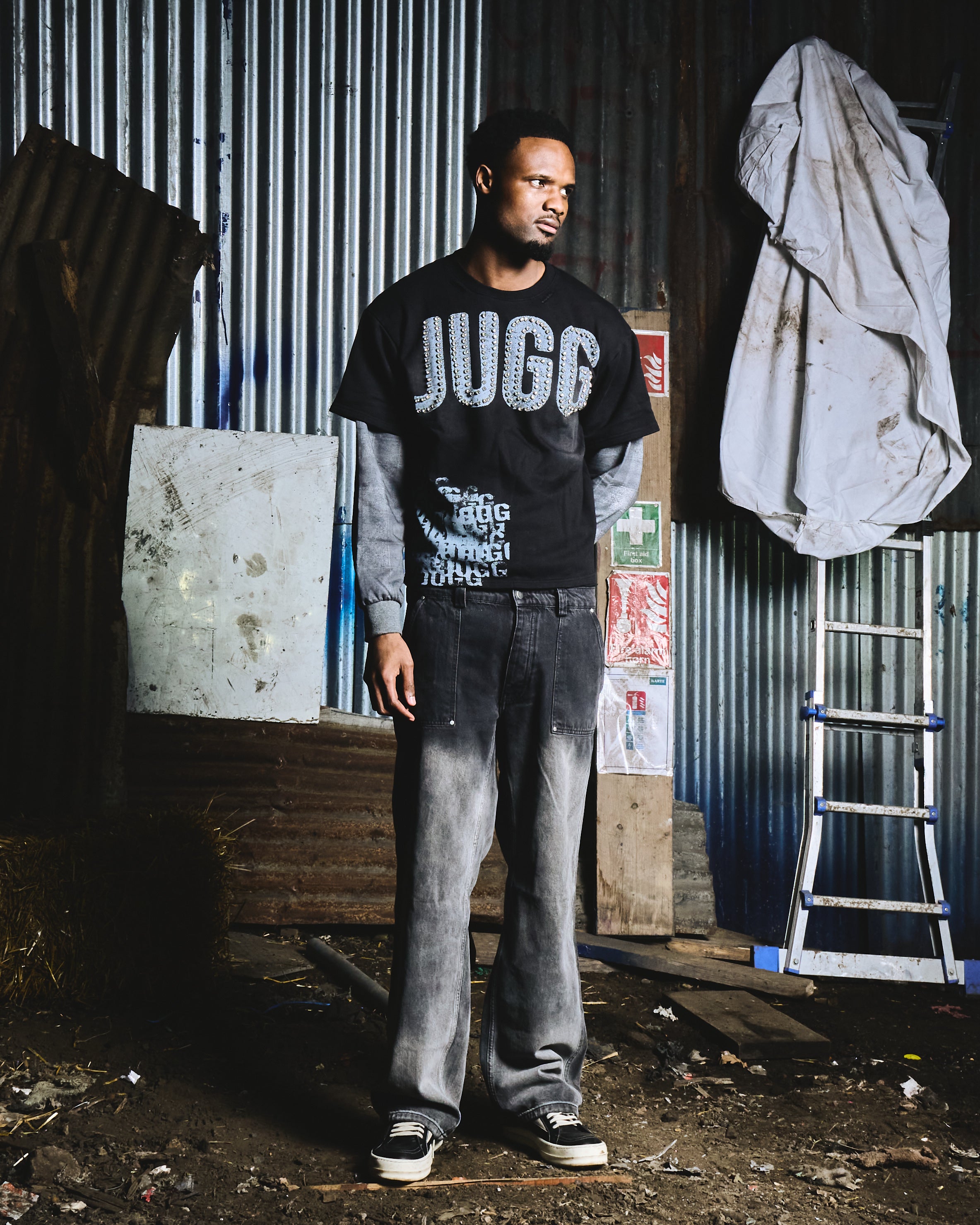 CROP IKETERU 2 LAYER SWEATSHIRT - BLACK