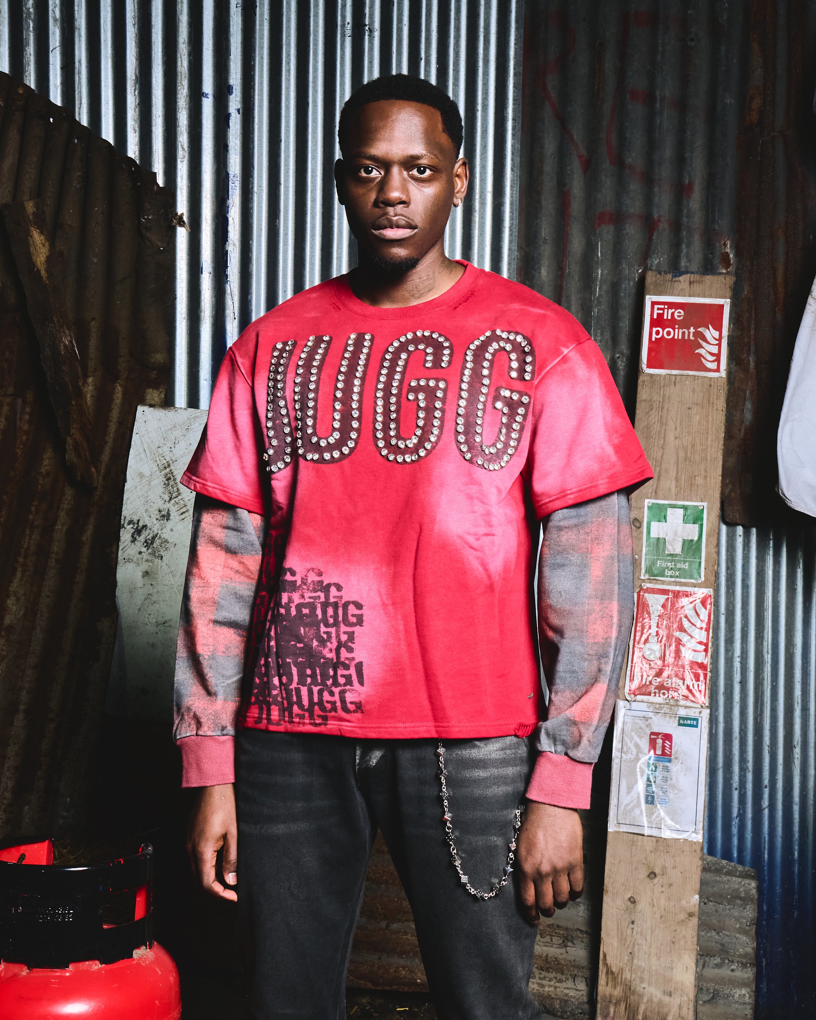 CROP IKETERU 2 LAYER SWEATSHIRT - RED