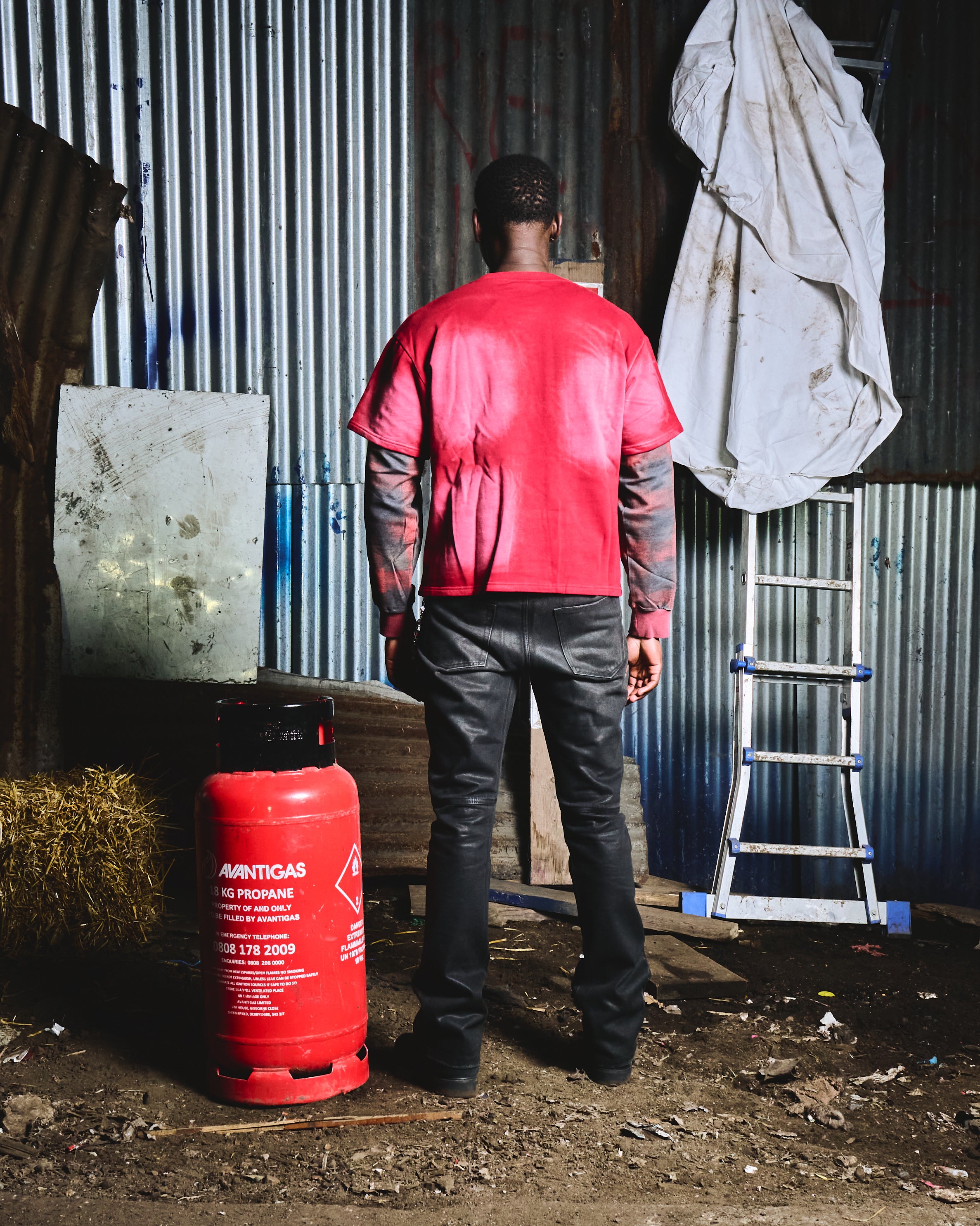 CROP IKETERU 2 LAYER SWEATSHIRT - RED