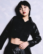 LEATHER CROP SHIRT - BLACK