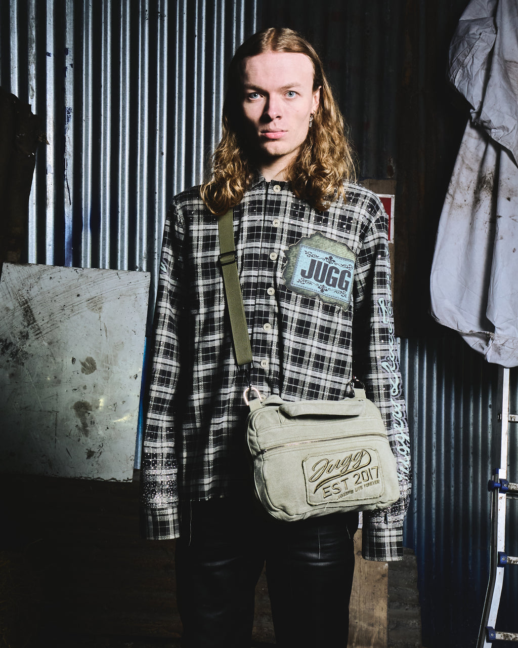 ANARCHY FLANNEL - NEWSPAPER IVY GREEN & STONE BLUE