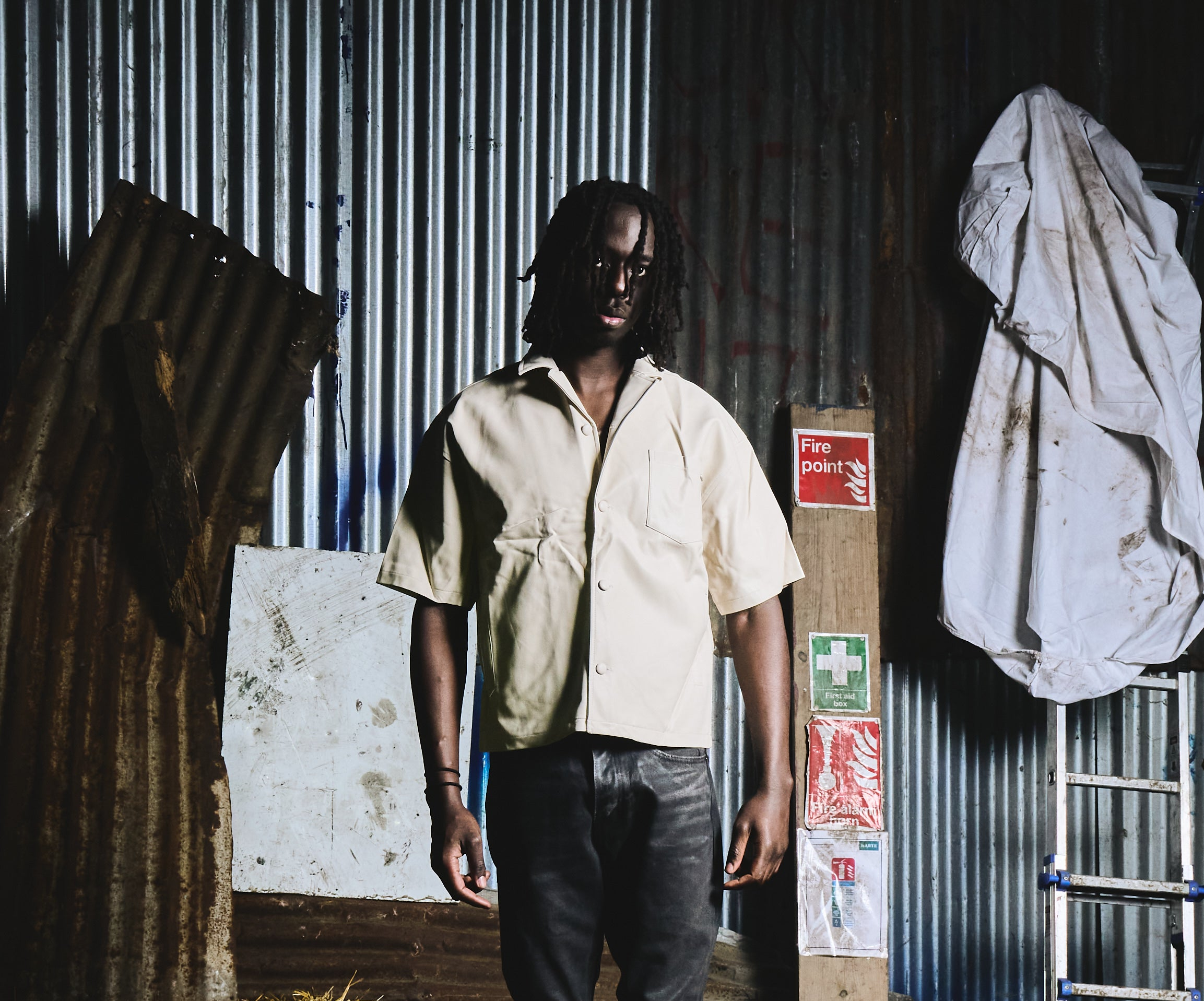 LEATHER SHIRT - OFF WHITE