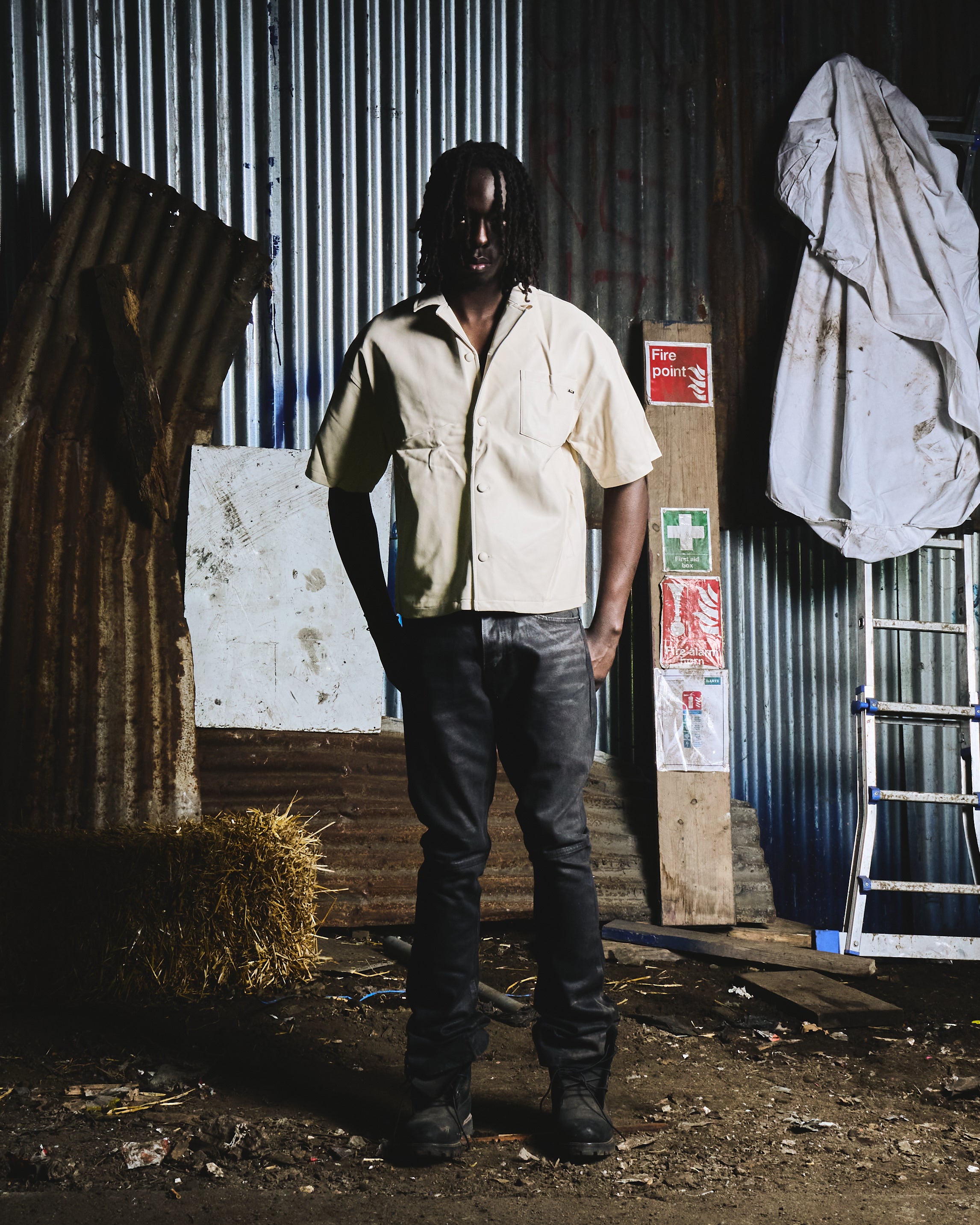 LEATHER SHIRT - OFF WHITE