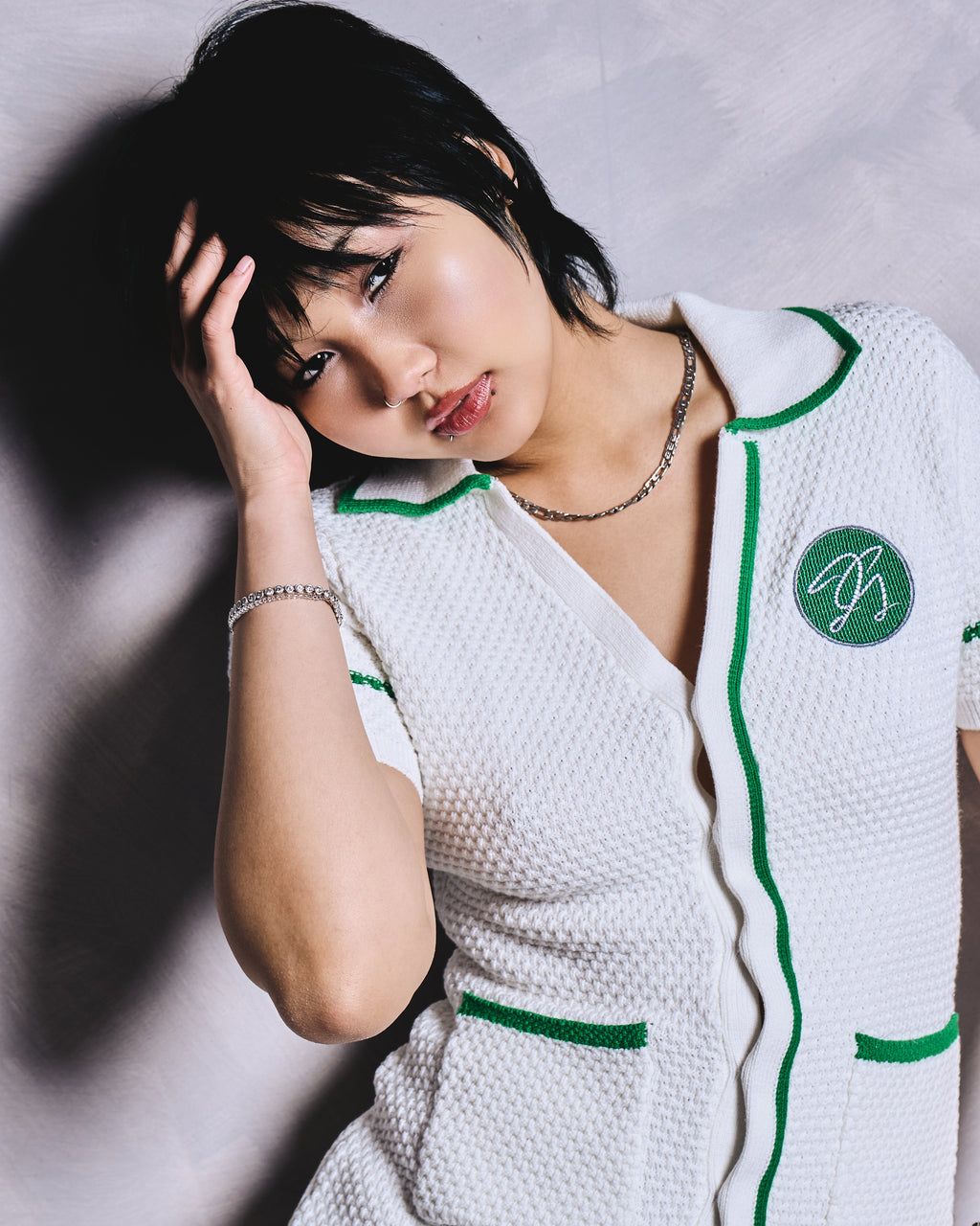 TRICOTÉE HERS - WHITE WIMBLEDON GREEN