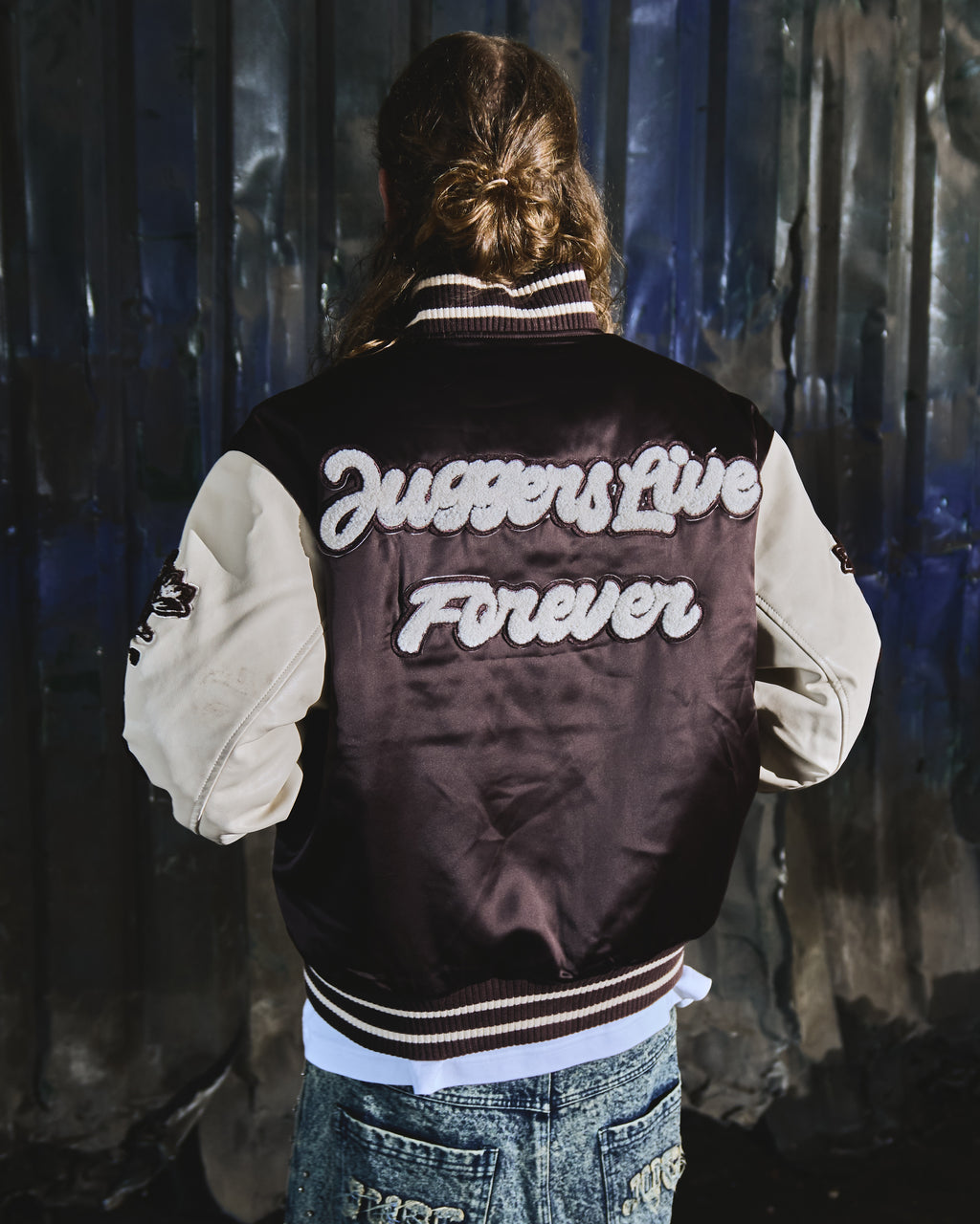 PRE ORDER - JUGGERS LIVE FOREVER VARSITY JACKET - BROWN