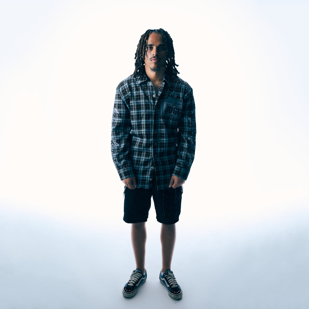 ANARCHY FLANNEL - WATER BLUE & ASH BLACK