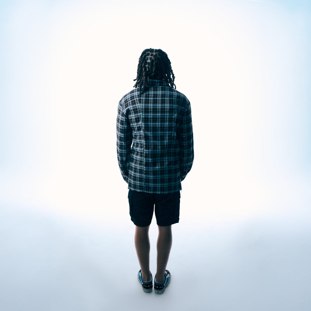 ANARCHY FLANNEL - WATER BLUE & ASH BLACK