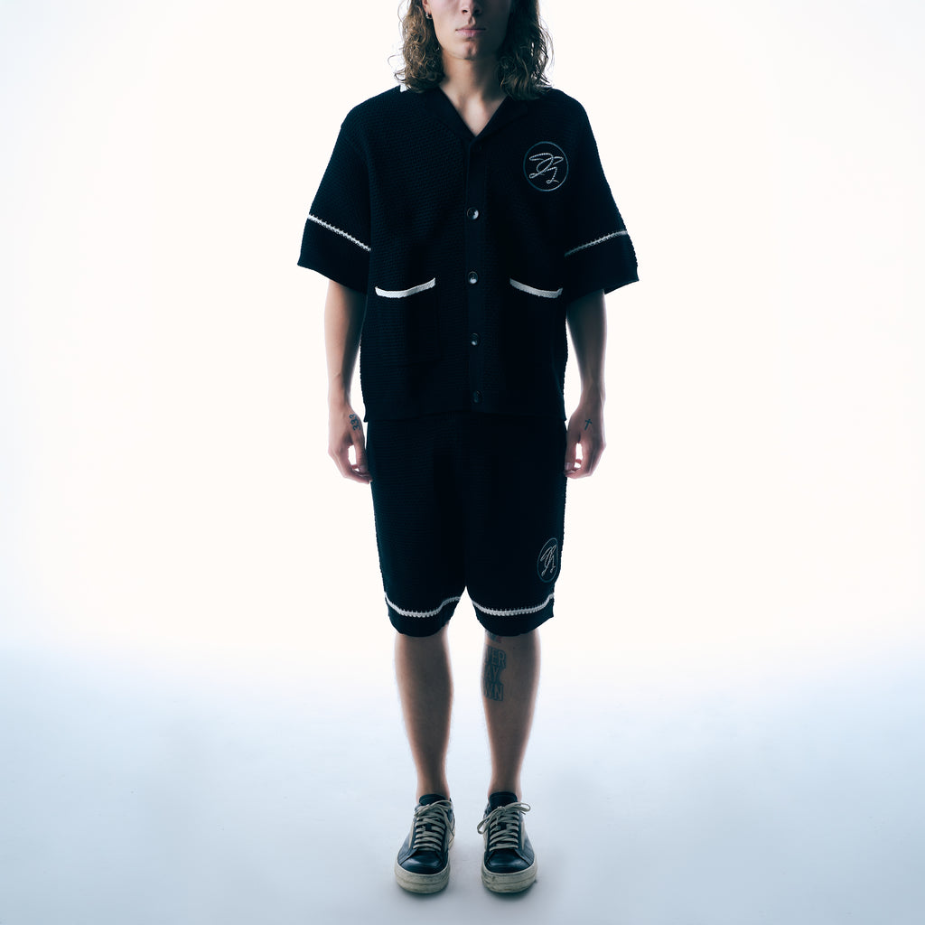 TRICOTÉE SHORTS SET - BLACK & WHITE