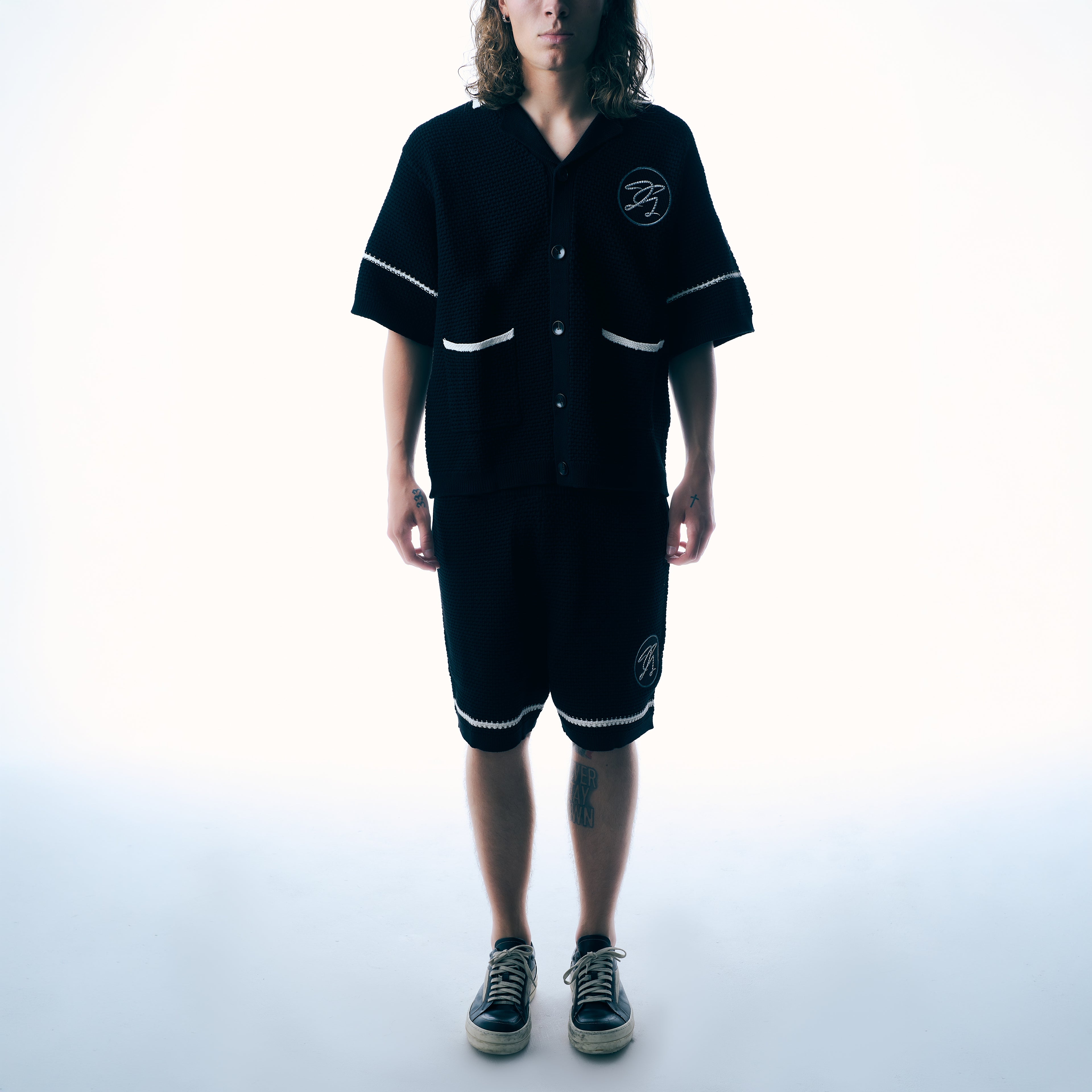 TRICOTÉE SHORTS SET - BLACK & WHITE