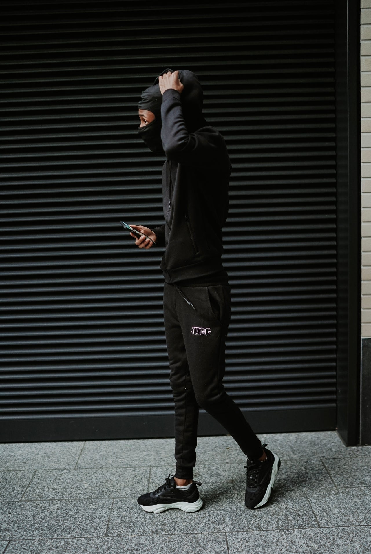 Zip Thru Polyester Tracky Black x Black