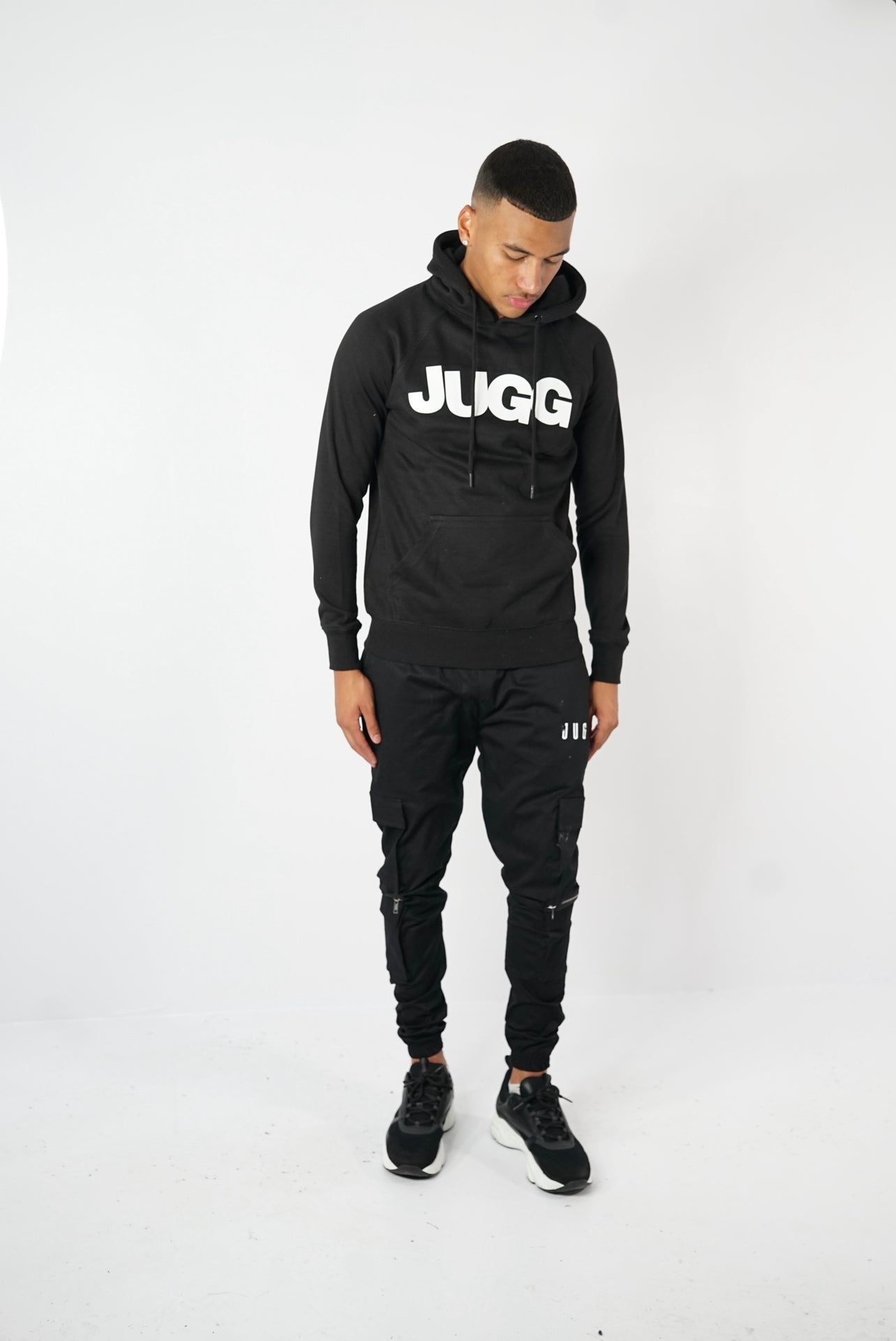 Rubber Enlarged ‘JUGG’ Hoody - Black
